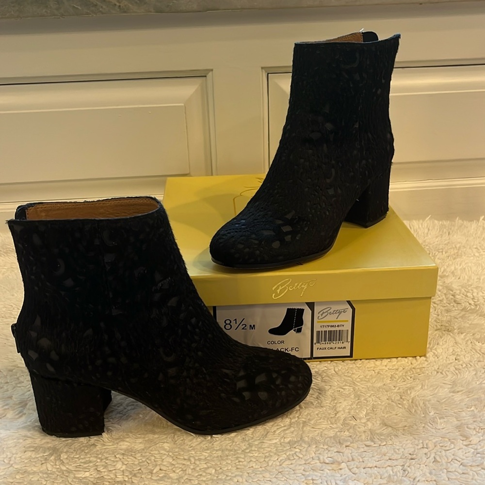 Bettye Muller Concepts Sibyl Burnout Faux Calf Hair Boot in Black